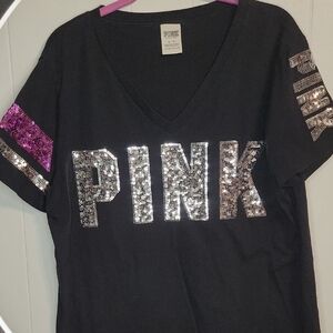 PINK Victoria's Secret Black Sequin Women's Top